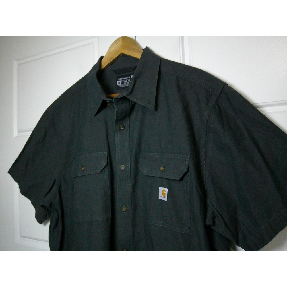 Carhartt Button Down Shirt Mens XL Black Loose‎ Fit Short Sleeve 104369 BKC Work - Picture 6 of 13